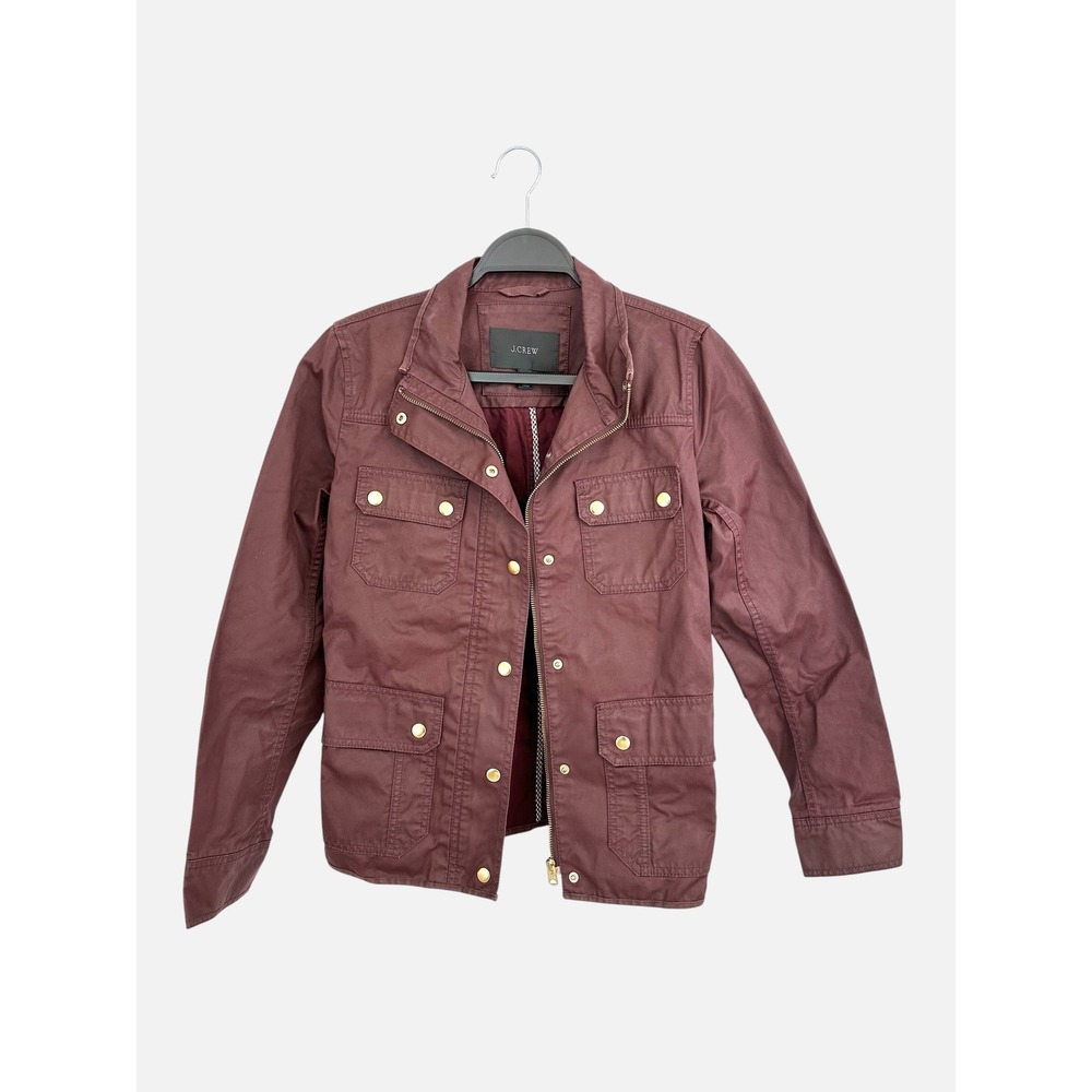 J.Crew The Downtown Field Jacket Burgundy Maroon Cotton Utility Coat 19034 S - Picture 3 of 9